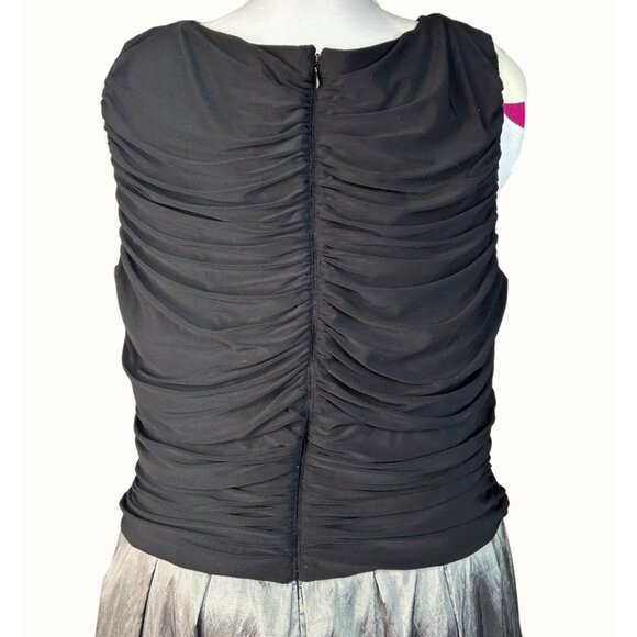 Ignite Evening Black Pewter Black Ruched Waist V-Neck Formal Dress Plus Size 20W - Picture 5 of 10